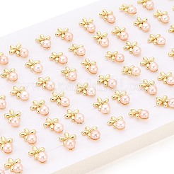 Flower Brass Natural Pearl Stud Earrings&nbsp;PEAR-N017-07E