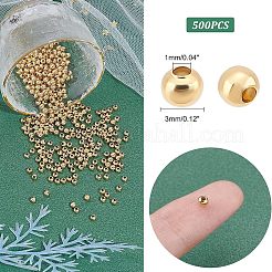 304ステンレススチールビーズ  中空ラウンド  ゴールドカラー  3x3mm  穴：1mm  約500個/袋  1bag /ボックス&nbsp;STAS-UN0017-74G