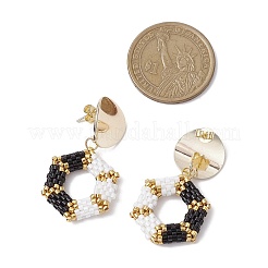 Glass Hexagon Stud Earrings&nbsp;EJEW-MZ00306