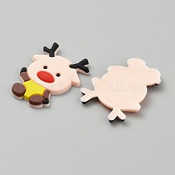 クリスマス シリコン カボション  鹿  アンティークホワイト  33x23x2.5mm&nbsp;SIL-WH0018-32B