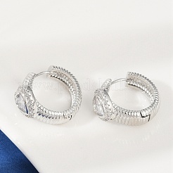 真鍮クリアキュービックジルコニアフープピアス  ハート  プラチナ  18x10.5x21mm&nbsp;EJEW-Q016-03P
