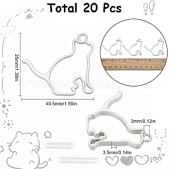 20Pcs Rack Plating Alloy Kitten Open Back Bezel Pendants&nbsp;FIND-SC0008-19