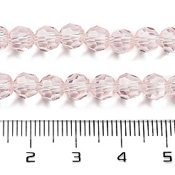 ガラスビーズ連売り  ファセット（32ファセット）  ラウンド  ミスティローズ  6mm  穴：1.2mm  約88~91個/連  19.49インチ〜20.08インチ（49.5~51cm）&nbsp;LS-EGLA-J042-6mm-19
