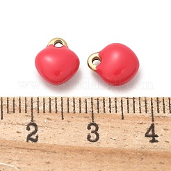 304ステンレススチールチャーム  エナメル  14KGP本金メッキ  ハートチャーム  クリムゾン  8.5x7.5x4.5mm  穴：1.2mm&nbsp;STAS-L022-389G