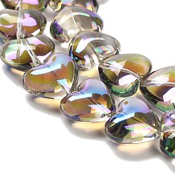 電気メッキガラスビーズセット  ハート  ココナッツブラウン  12.2x15x8mm  穴：1mm  約50個/連  23.62''（60センチメートル）&nbsp;EGLA-B008-01A-HR02