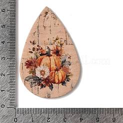 ハロウィーンのイミテーションレザーの大きなペンダント  ティアドロップ  56x37x2mm  穴：1.6mm&nbsp;FIND-K017-02E-01
