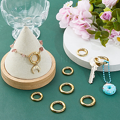 8Pcs 2 Styles Rack Plating Brass Spring Gate Rings&nbsp;KK-HS0001-69