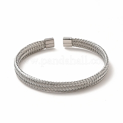 Non-Tarnish 304 Stainless Steel Mesh Chains Shape Open Cuff Bangle for Women&nbsp;BJEW-C033-01P