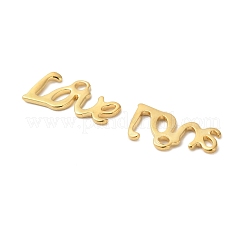304ステンレススチールチャーム  愛  ゴールドカラー  6x13x1mm  穴：1.4mm&nbsp;STAS-I350-06G