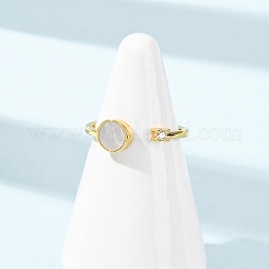 Brass Micro Pave Cubic Zirconia Cuff Rings for Women&nbsp;RJEW-K309-39E-G
