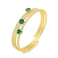 Rack Plating Brass Pave Clear Cubic Zirconia Open Cuff Wrap Bangles&nbsp;BJEW-B110-01G