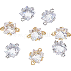 12Pcs 2 Colors Brass Micro Pave Clear Cubic Zirconia Links&nbsp;KK-BC0007-45