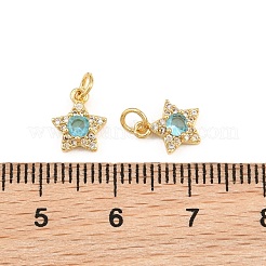 Brass Micro Pave Cubic Zirconia Charms&nbsp;KK-Q085-12G-08