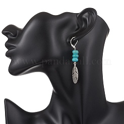 2 Pairs Alloy Feather Hoop Earrings&nbsp;EJEW-JE06713