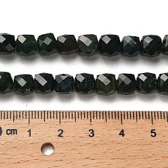 天然石モスアゲートビーズ連売り  多面カット  キューブ  6.5~7.5x6.5~7.5x6.5~7.5mm  穴：1.2mm  約57~58個/連  15.35''~15.55''（39~39.5センチメートル）&nbsp;G-H078-C30-01