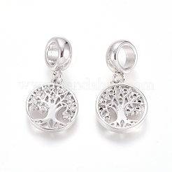 Brass Micro Pave Clear Cubic Zirconia European Dangle Charms&nbsp;OPDL-L016-10P