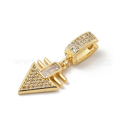 Brass Micro Pave Cubic Zirconia European Dangle Pendants&nbsp;KK-U047-19G-03