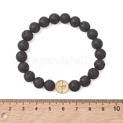 Round Natural Lava Rock Beads Stretch Bracelets&nbsp;BJEW-JB13672