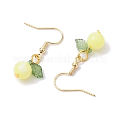 アクリルダングルピアス  304ステンレススチールピアスフック付き  葉っぱ  きいろ  32.5x12.5mm&nbsp;EJEW-JE05749-05