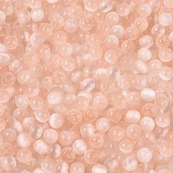 ドローベンチスタイルのキャットアイビーズ  ラウンド  桃パフ  4mm  穴：1mm  約7500個/ポンド&nbsp;CE-T003-02A-01