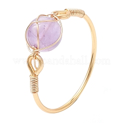Round Natural Rose Quartz & Carnelian & Lapis Lazuli & Green Aventurine & Amethyst Finger Rings&nbsp;RJEW-JR00816