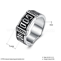 メンズステンレススチールフィンガー指輪  ワイドバンドリング  アンティークシルバー  usサイズ10（19.8mm）&nbsp;RJEW-BB29839-10