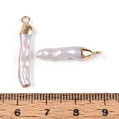 バロック天然ケシパールペンダント  コラムチャーム  真鍮のループを有します  ライトゴールド  24~29x5~7x4~7mm  穴：1.5~2mm&nbsp;PEAR-P004-09KCG
