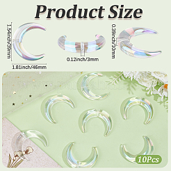 透明UVメッキアクリルビーズ10個  虹色の  ムーン  透明  46x39x10mm  穴：3mm&nbsp;OACR-PA0002-21
