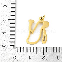 304ステンレスペンダント  キュービックジルコニア付き  丸カン付き文字チャーム  18KGP本金メッキ  文字N  20x15x2mm  穴：3mm&nbsp;STAS-R137-01G-N
