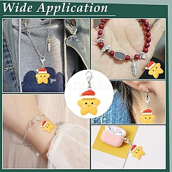 樹脂製ペンダントデコレーション10個。  スター  合金製カニカン付き  ゴールド  39mm&nbsp;HJEW-YW00373