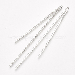 真鍮チェーンタッセルビッグペンダント  キュービックジルコニア付き  透明  プラチナメッキ  105x4x2mm  穴：1.5mm&nbsp;X-KK-T035-124P