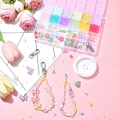 Glass with Transparent Acrylic Beads for DIY Mobile Phone Chain Making Kit&nbsp;DIY-FS0006-74A