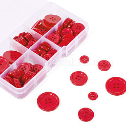 4  - 正孔樹脂ボタン  フラットラウンド  レッド  11~25x2~3mm  穴：1~2mm  190個/セット&nbsp;RESI-TA0004-11A-04