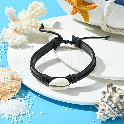 Adjustable Cowhide Leather Cord Braided Bracelets&nbsp;BJEW-JB04438-02