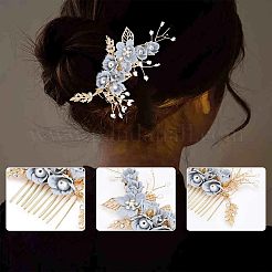 Bridal Alloy Rhinestone Hair Combs & Hair Forks Set&nbsp;PHAR-WH0015-06G