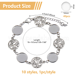 10Pcs Flower 304 Stainless Steel Cabochon Setting Bracelets&nbsp;BJEW-DC00016