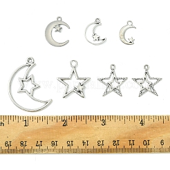 35pcs7スタイルチベットスタイルアロイペンダント  スター/ムーン  アンティークシルバー  18~37x15.5~25x2~2.5mm  穴：1.6~3mm  5個/スタイル&nbsp;FIND-FS0002-88