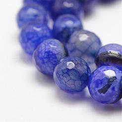 Faceted Natural Dragon Veins Agate Beads Strands&nbsp;G-F447-10mm-E01