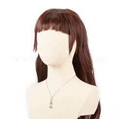 合成ターコイズチップペンダントネックレス付きガラス瓶  女性のための合金波チャーム付きのウィッシュボトルネックレス  17.91インチ（45.5cm）&nbsp;NJEW-JN03841-03