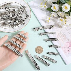 80個 4スタイル アイロンヘアバレッタ金具  フランスヘアクリップパーツ  ニッケル  プラチナ  39~78x6~9mm&nbsp;IFIN-SC0001-64