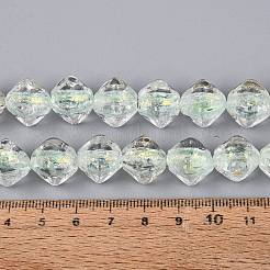 手作りの箔ガラスビーズ連売り  ポリゴン  多面カット  淡緑色  12~15x14~16x14~16mm  穴：0.7~1.4mm  約30個/連  15.35~16.14インチ（39~41cm）&nbsp;FOIL-Q002-06C