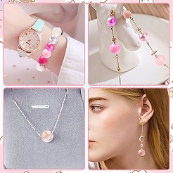DIYピンクシリーズのネックレス＆ブレスレット作りキット  600個の不透明＆透明＆abカラー＆ストライプアクリル＆樹脂ラウンドビーズが含まれています  ピンク  8mm  穴：2mm&nbsp;DIY-CJ0001-76