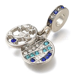 Rack Plating Alloy Rhinestone European Dangle Charms&nbsp;PALLOY-A009-02P