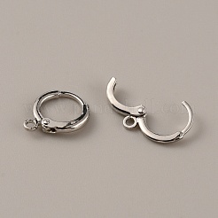 真鍮フープピアスパーツ  水平ループ付き  リング  プラチナ  14.5x12x2mm  穴：1.6mm  ピン：0.8mm&nbsp;KK-WH0045-62P