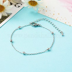 真鍮製サテライトチェーンブレスレット  ステンレス鋼色  7.40インチ（18.8cm）&nbsp;BJEW-JB06419