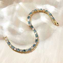 Brass Enamel Link & Charm Bracelets&nbsp;BJEW-Z094-02G-01B