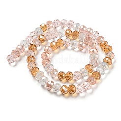 ガラスビーズ連売り  多面カット  ロンデル  パールピンク  10x8mm  穴：1mm  約63~65個/連  19.2~20インチ（48~50cm）&nbsp;EGLA-A034-M10mm-23