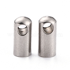 変色しにくい304ステンレススチールコードエンド  エンドキャップ  ステンレス鋼色  10x4.5mm  穴：2mm  内径：3.5mm&nbsp;STAS-H153-03A-P