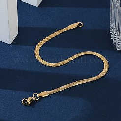 イオンプレーティング（IP）304ステンレススチールヘリンボーンチェーンブレスレット  カニカン付き  ゴールドカラー  7-1/4インチ（18.5cm）  3mm&nbsp;BJEW-P236-15G
