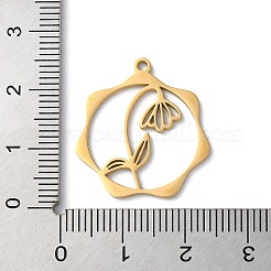 304ステンレスペンダント  花  ゴールドカラー  23.5x21.5x1mm  穴：1.5mm&nbsp;STAS-P338-01K-G